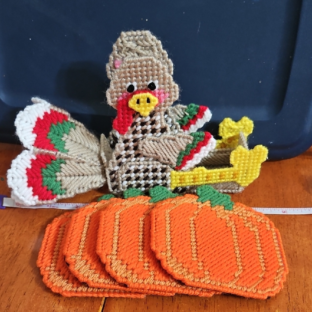 Handcrafted Turkey and Pumpkin Decor